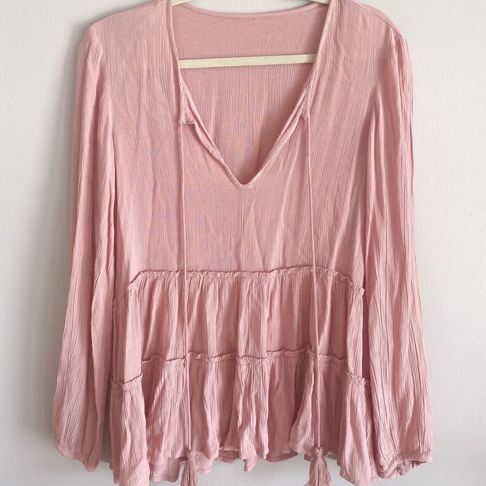 Pink peasant top